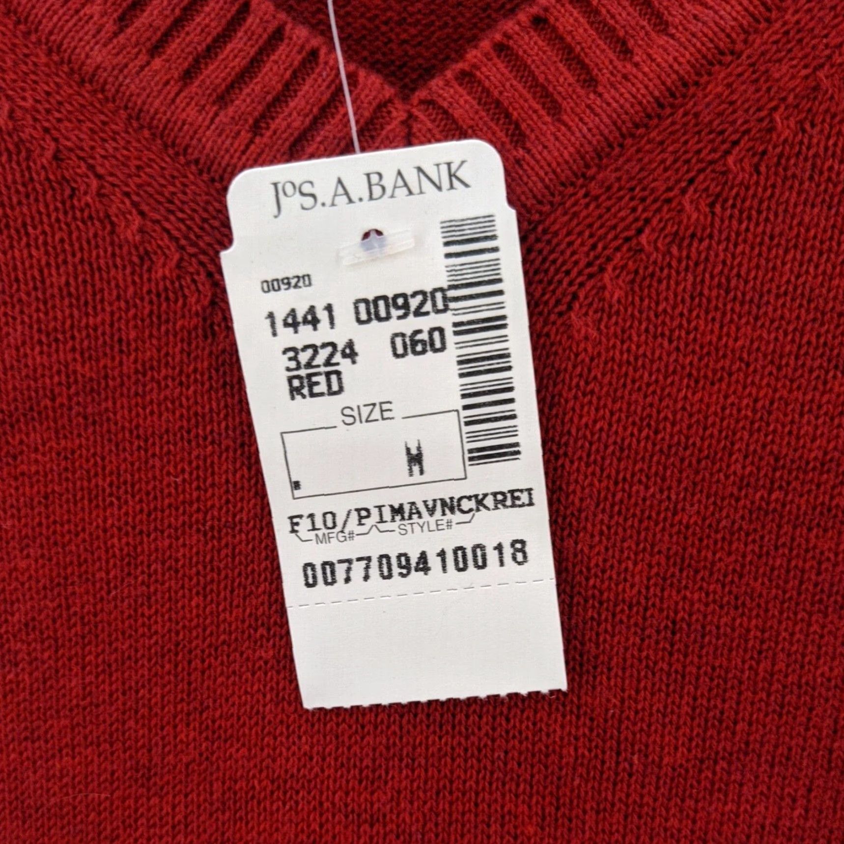 Jos. A. Bank Jos A Bank Signature Collection Sweater Mens Medium Red V-Neck 100% Cotton NWT Size US M / EU 48-50 / 2 - 7 Thumbnail