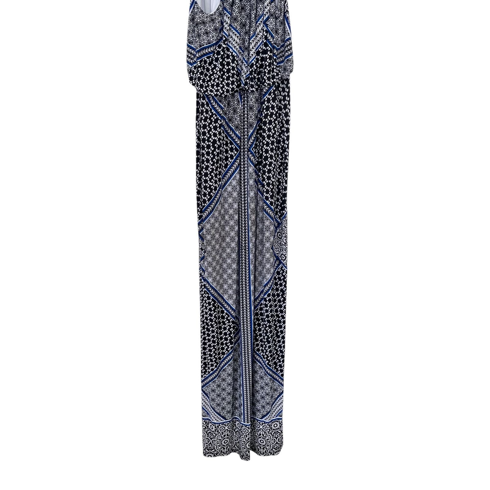 Other Bisou Bisou Black Royal Blue Maxi Dress Halter Dress Size M / US 6-8 / IT 42-44 - 3 Thumbnail