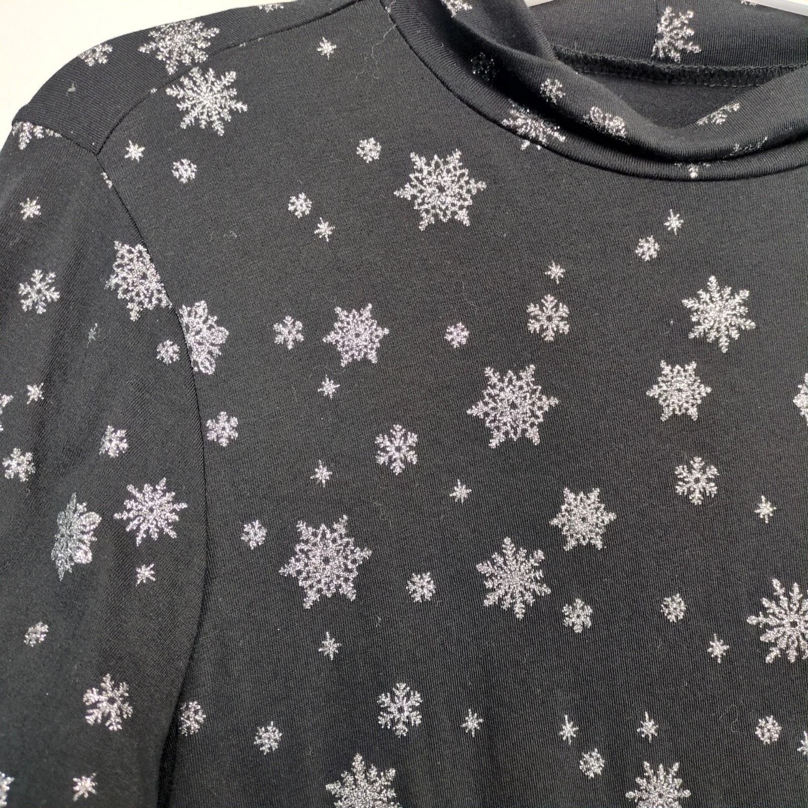 Avenue Avenue Silver Glitter Snowflake Black Turtleneck Top Women's Size XXL / US 16-18 / IT 52-54 - 9 Thumbnail
