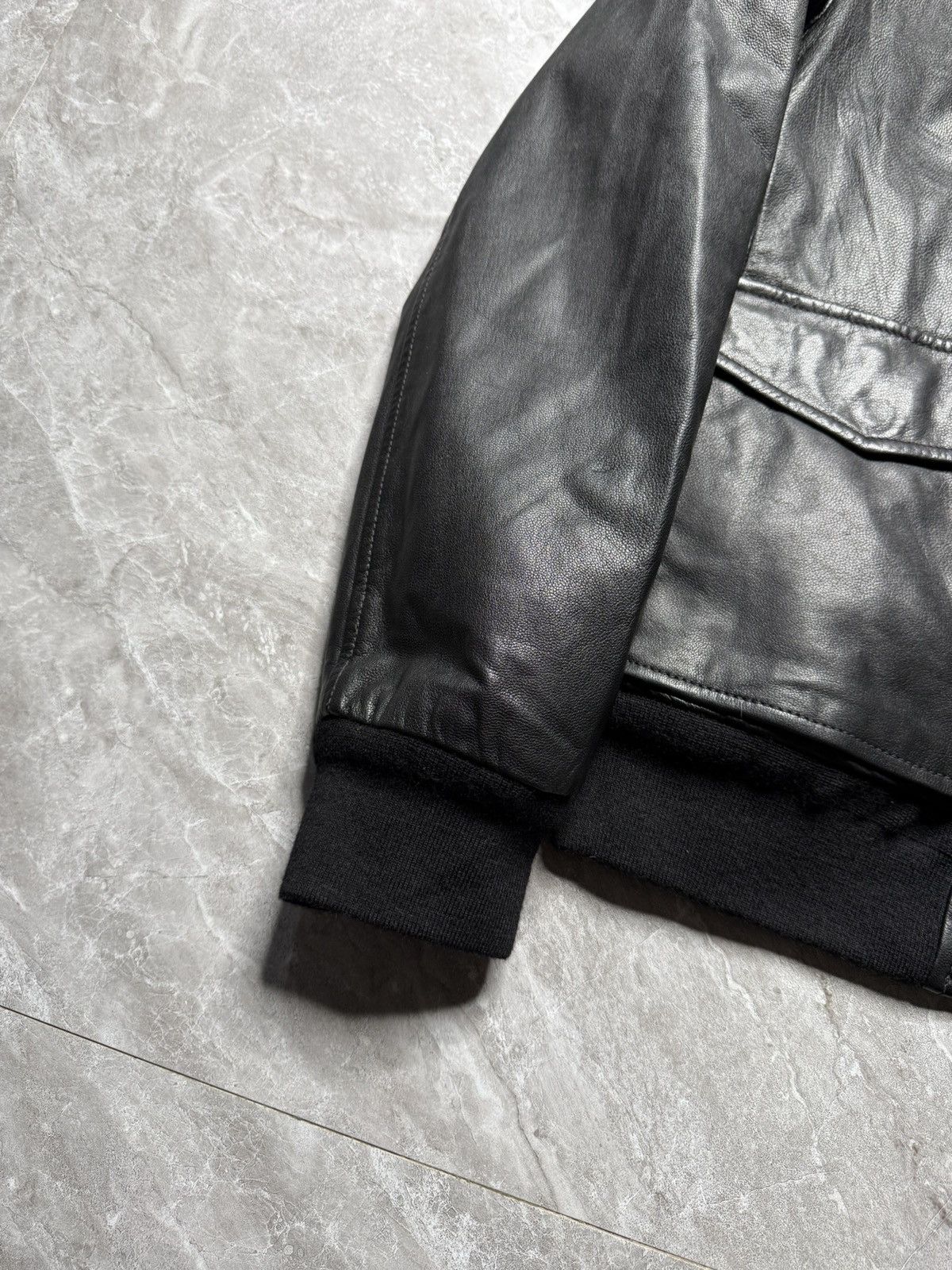 Emporio Armani Armani Exchange Leather Aviator Jacket With Fur Collar Size US L / EU 52-54 / 3 - 3 Thumbnail