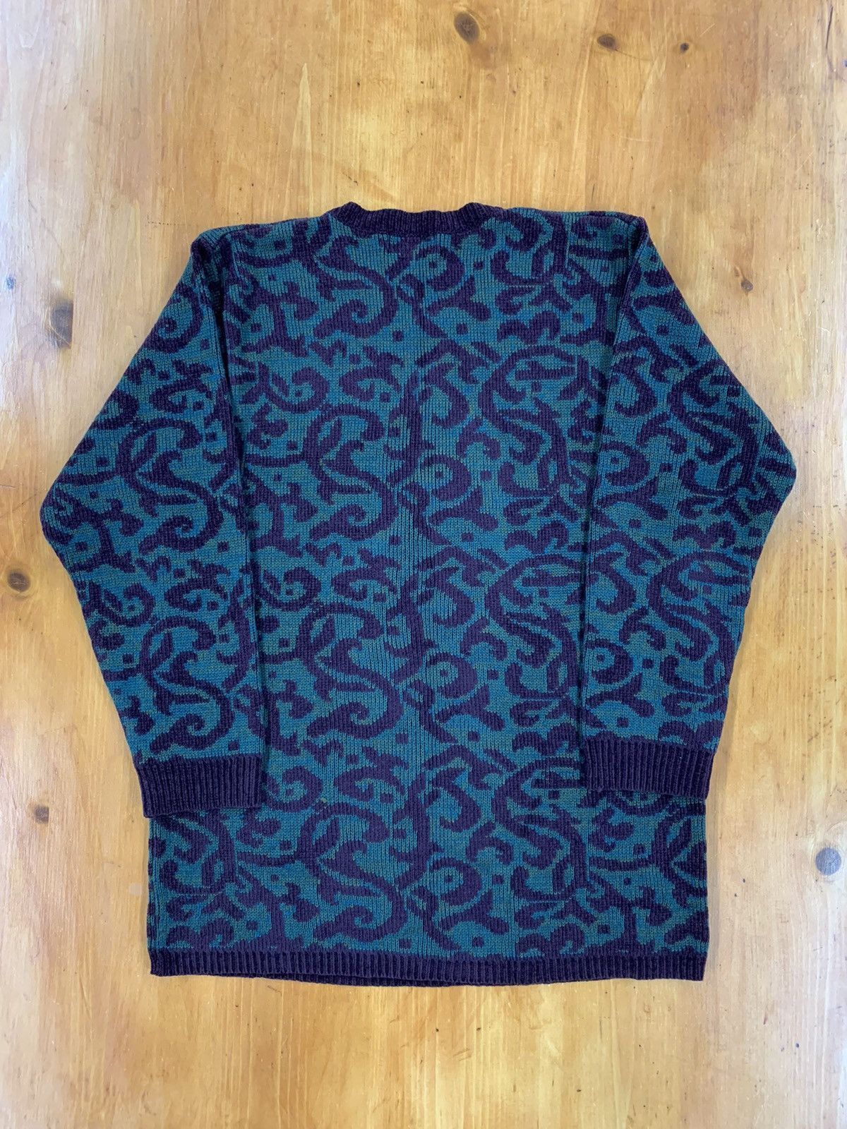 Vintage Vintage Teal Heathered Ornate Knit Sweater Size US L / EU 52-54 / 3 - 1 Thumbnail