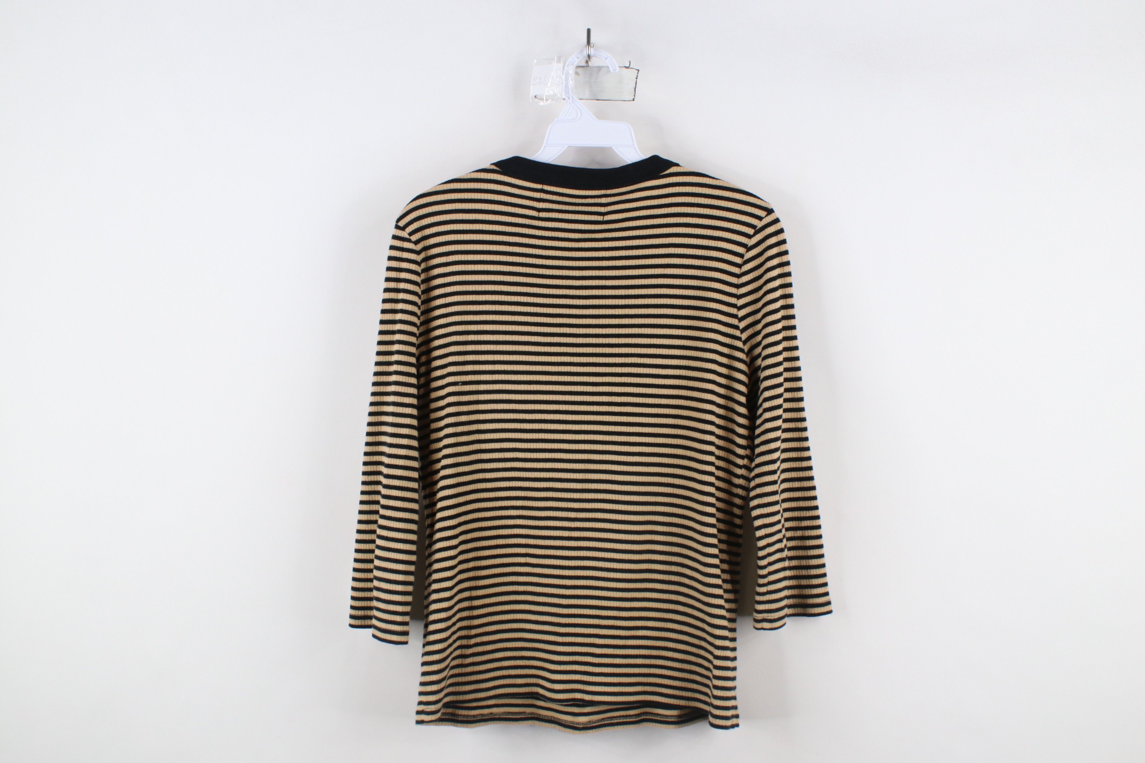 Ralph Lauren × Vintage Vintage 90s Ralph Lauren Striped Ribbed Knit Henley T-Shirt Size L / US 10 / IT 46 - 9 Thumbnail