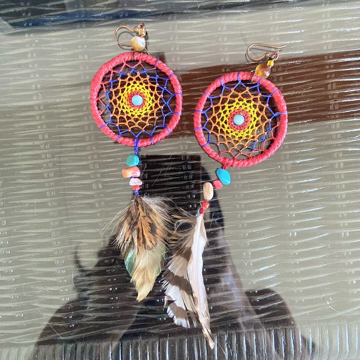 Other Large Bohemian Dreamcatcher Feather Statement Earrings Size ONE SIZE - 1 Thumbnail