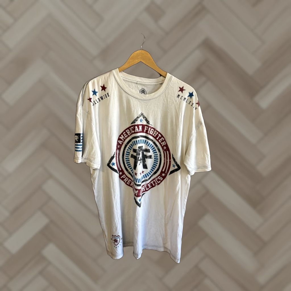 Vintage American Fighter T-Shirt Mens White Short Sleeve Size 2XL Graphics Shirt Size US XXL / EU 58 / 5 - 1 Thumbnail