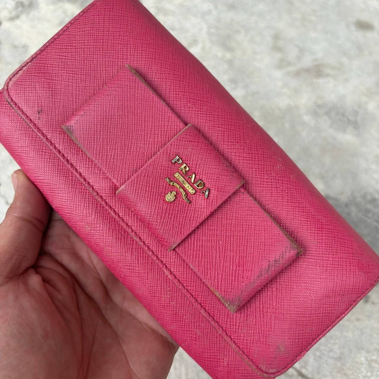 Prada Prada Saffiano Leather Ribbon Bow Envelope Long Wallet Size ONE SIZE - 3 Thumbnail