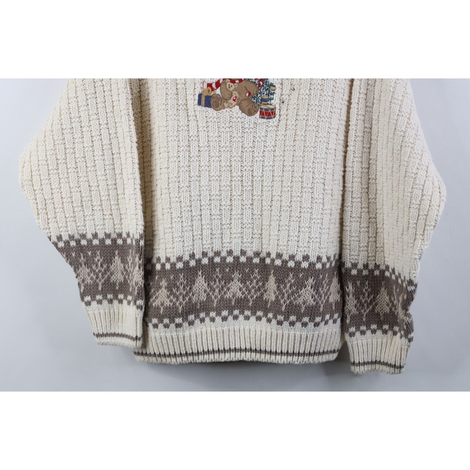 Vintage Vintage 90s Christmas Bear Chunky Marled Knit Sweater Size L / US 10 / IT 46 - 3 Thumbnail