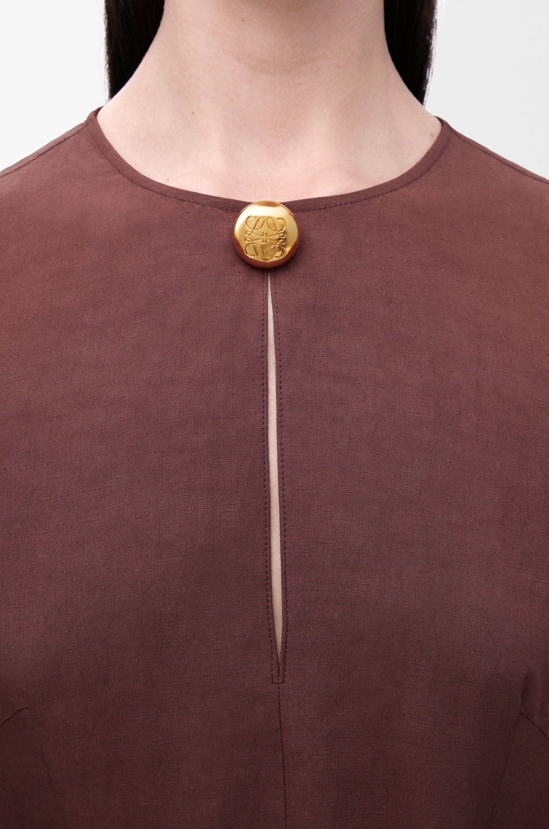 Loewe o1in1g0426 Pebble Dress in Viscose And Linen in Coffee Size L / US 10 / IT 46 - 5 Thumbnail