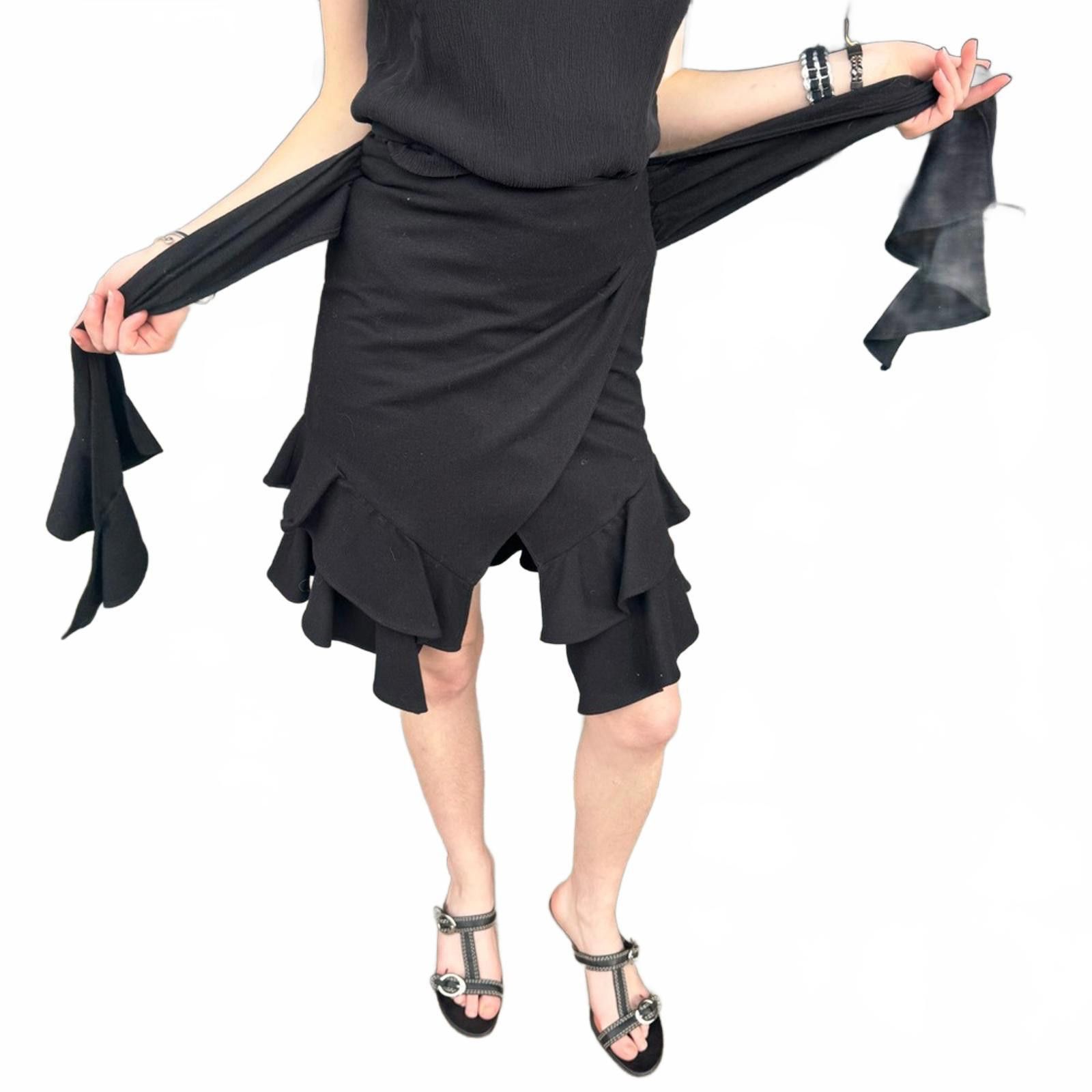 Designer Intermix Erika Wool Blend Ruffle Wrap Skirt NWT 2 Size 24" / US 00 / IT 34 - 7 Thumbnail
