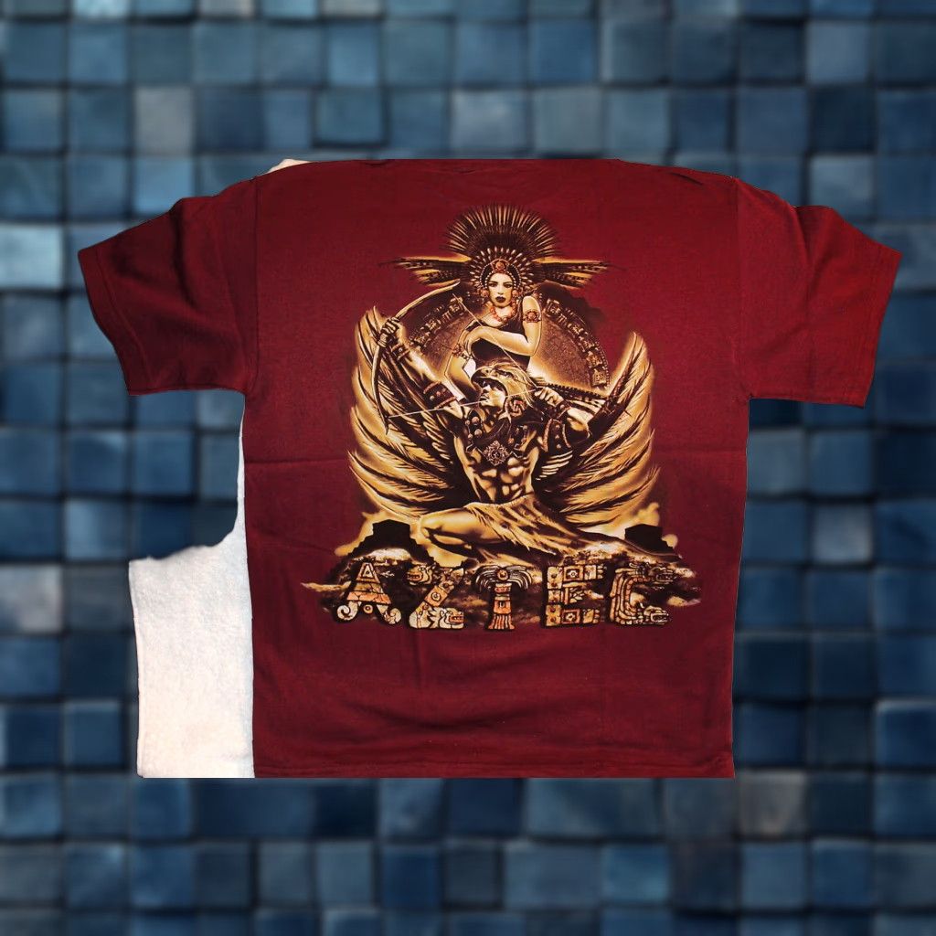 Vintage VINTAGE Aztec Warrior & Princess T-Shirt Men Medium Burgundy Graphic Tee Aztec Theme Size US M / EU 48-50 / 2 - 1 Thumbnail