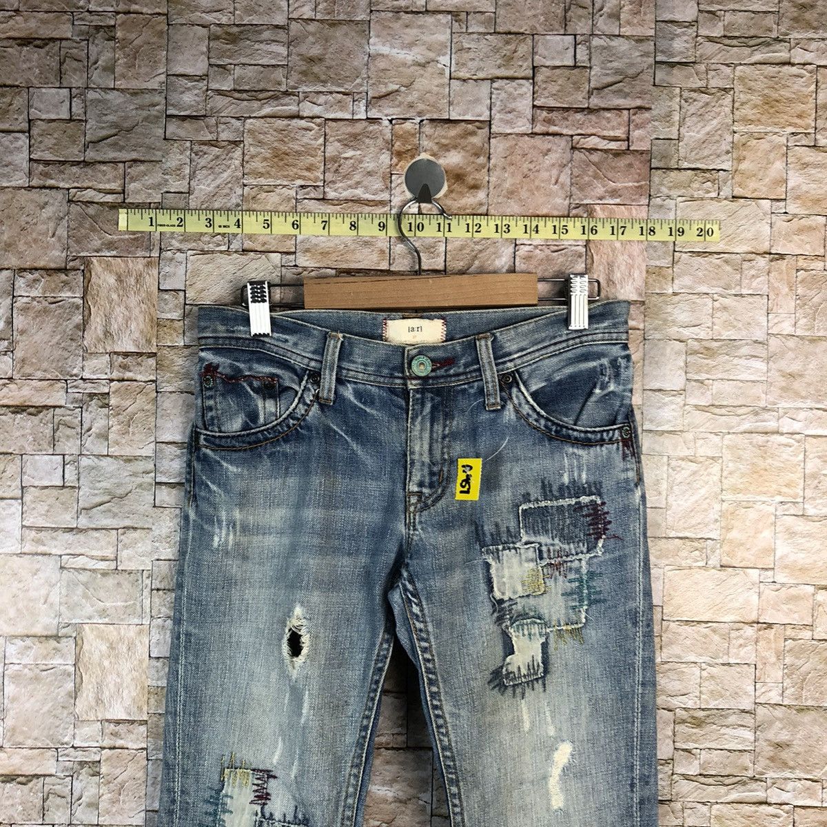 Japanese Brand A:R Blue Distressed ripped patchwork Denim Pants #A957 Size US 28 / EU 44 - 4 Thumbnail