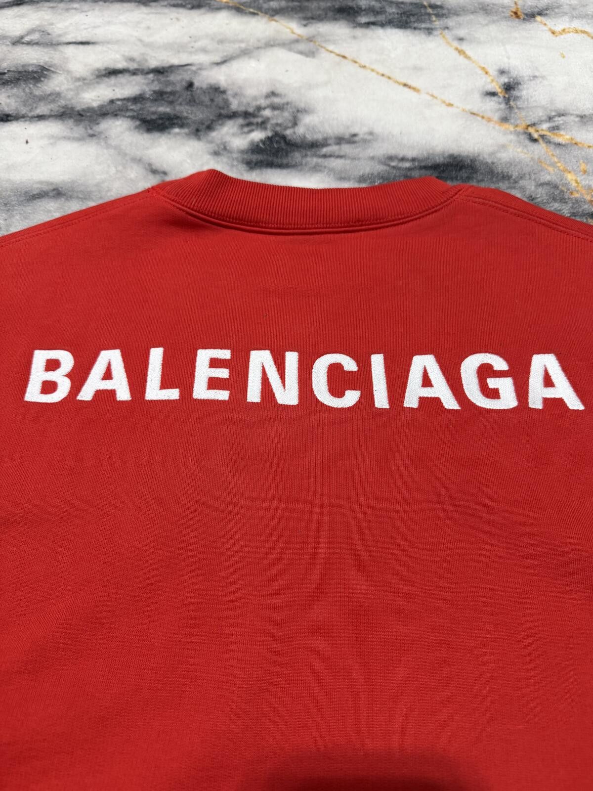 Balenciaga Balenciaga Red Embroidered Logo Crewneck - Sz M Size US M / EU 48-50 / 2 - 2 Thumbnail