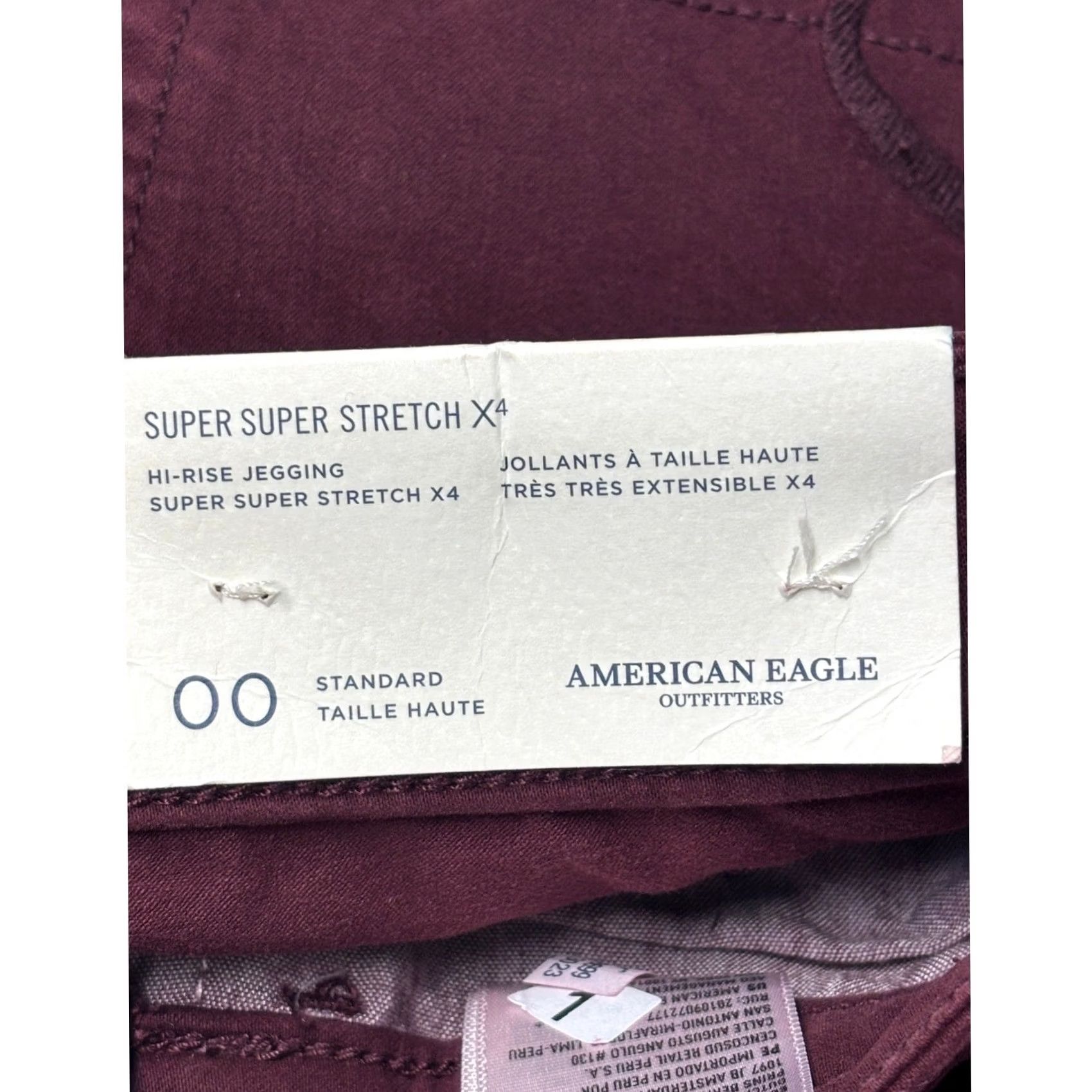 American Eagle Outfitters NWT American Eagle Outfitters Hi-Rise Jegging Burgundy Maroon 00 W24 L29 Jeans Slim 5-Pocket Stretch Womens Size 24" / US 00 / IT 34 - 7 Thumbnail