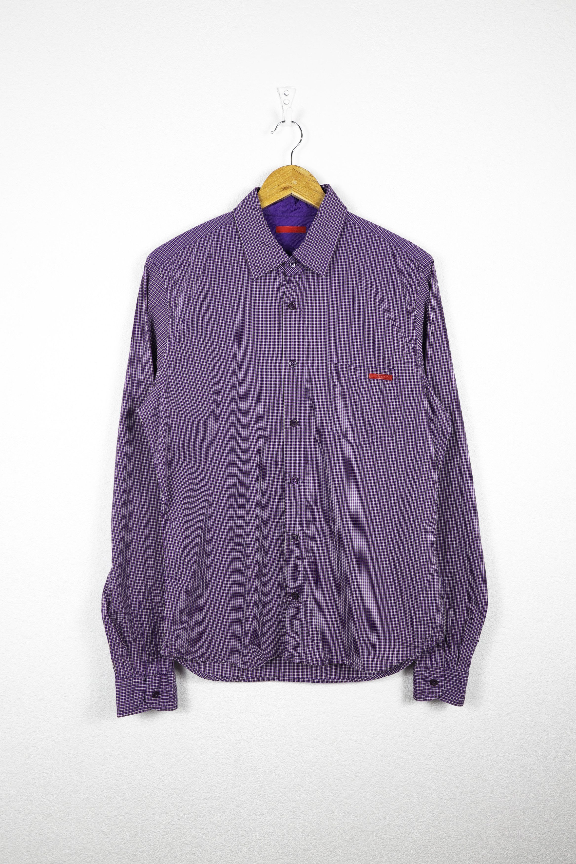 Prada Prada Red Rubber Logo Multicolor Check Shirt Size US M / EU 48-50 / 2 - 1 Thumbnail