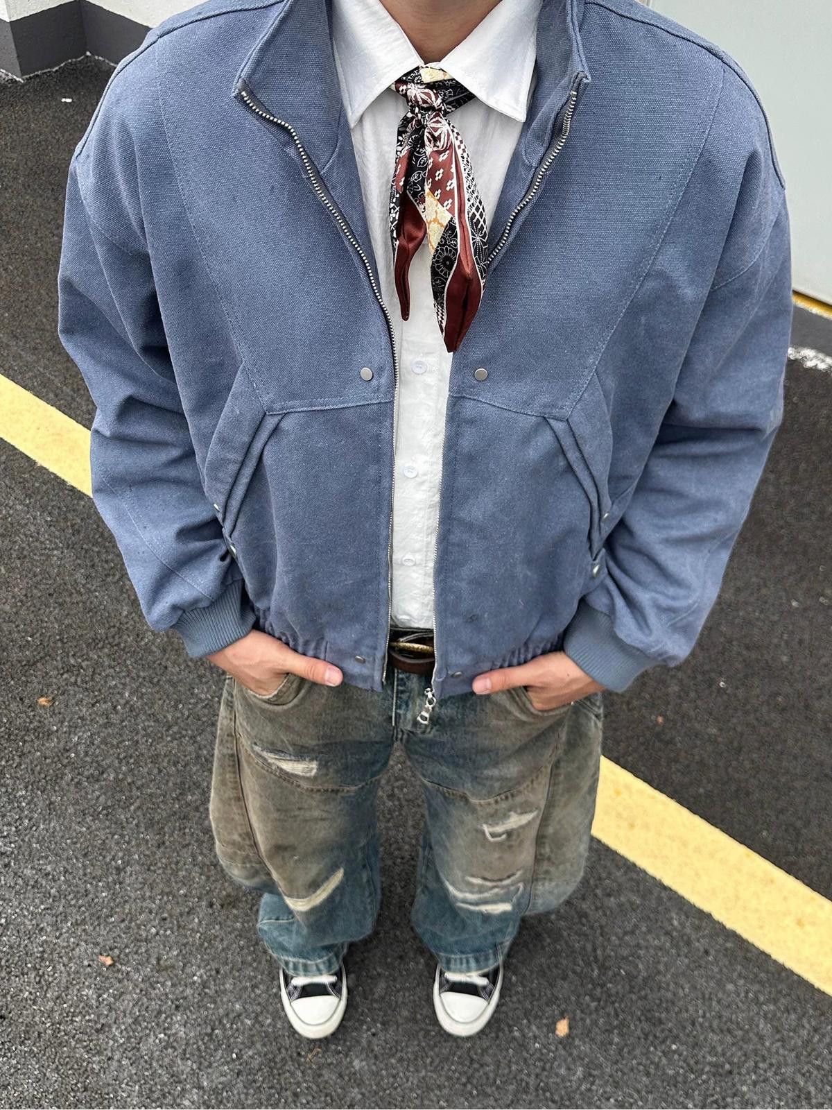 Other Blue Casual Zip-Up Bomber Jacket, Relaxed Fit Jacket Size US L / EU 52-54 / 3 - 2 Thumbnail
