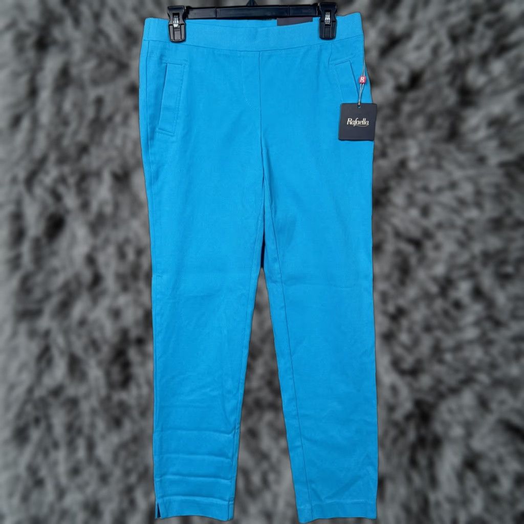 Vintage Rafaella Comfort Pants Scuba Blue 8 Women Pull On Ankle Skinny Pockets Elastic Waist Viscose Nylon Spandex Size 30" / US 8 / IT 44 - 1 Thumbnail