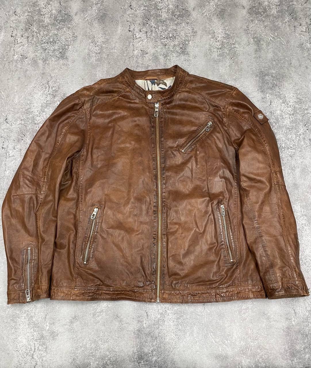 Milestone Milestone Vintage Men Leather Jacket Brown Zip Up Size US XL / EU 56 / 4 - 1 Thumbnail