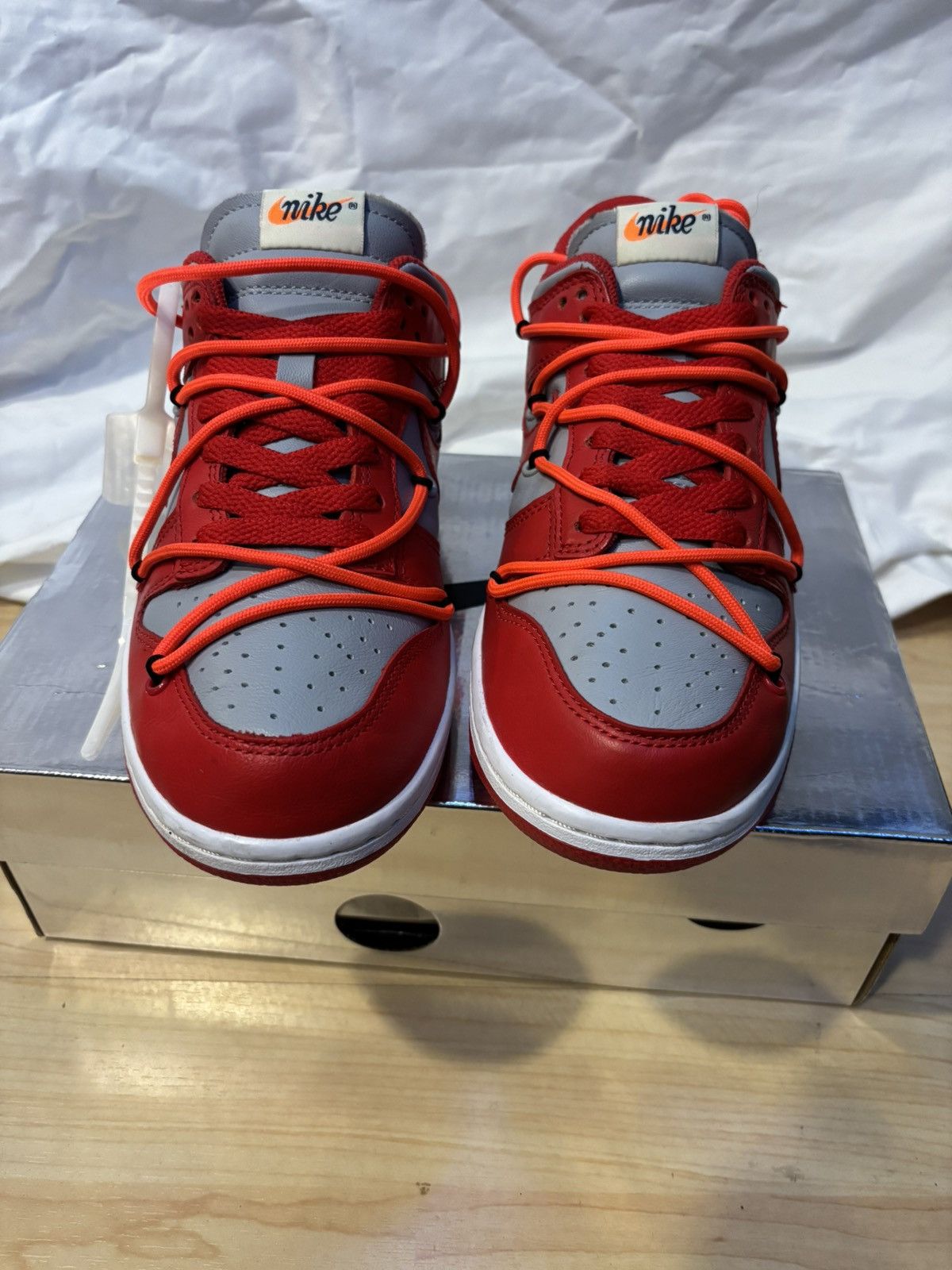 Nike × Off-White Off White Nike Dunk Low University Red size 5.5 Size US 5.5 / EU 38 - 2 Thumbnail