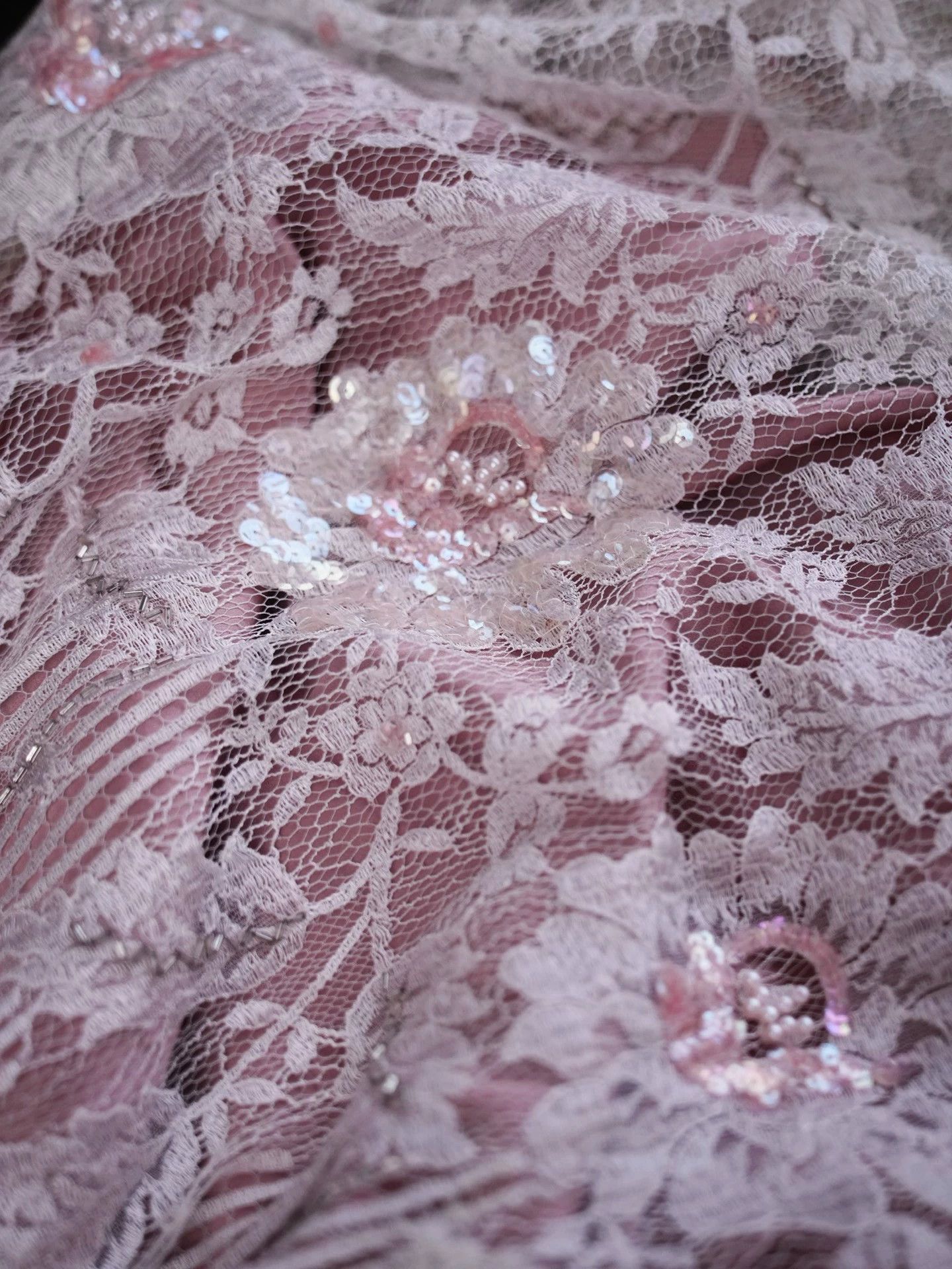 Other Vintage Hand Beaded Eyelash Lace Collar Dress M/L Size M / US 6-8 / IT 42-44 - 8 Thumbnail
