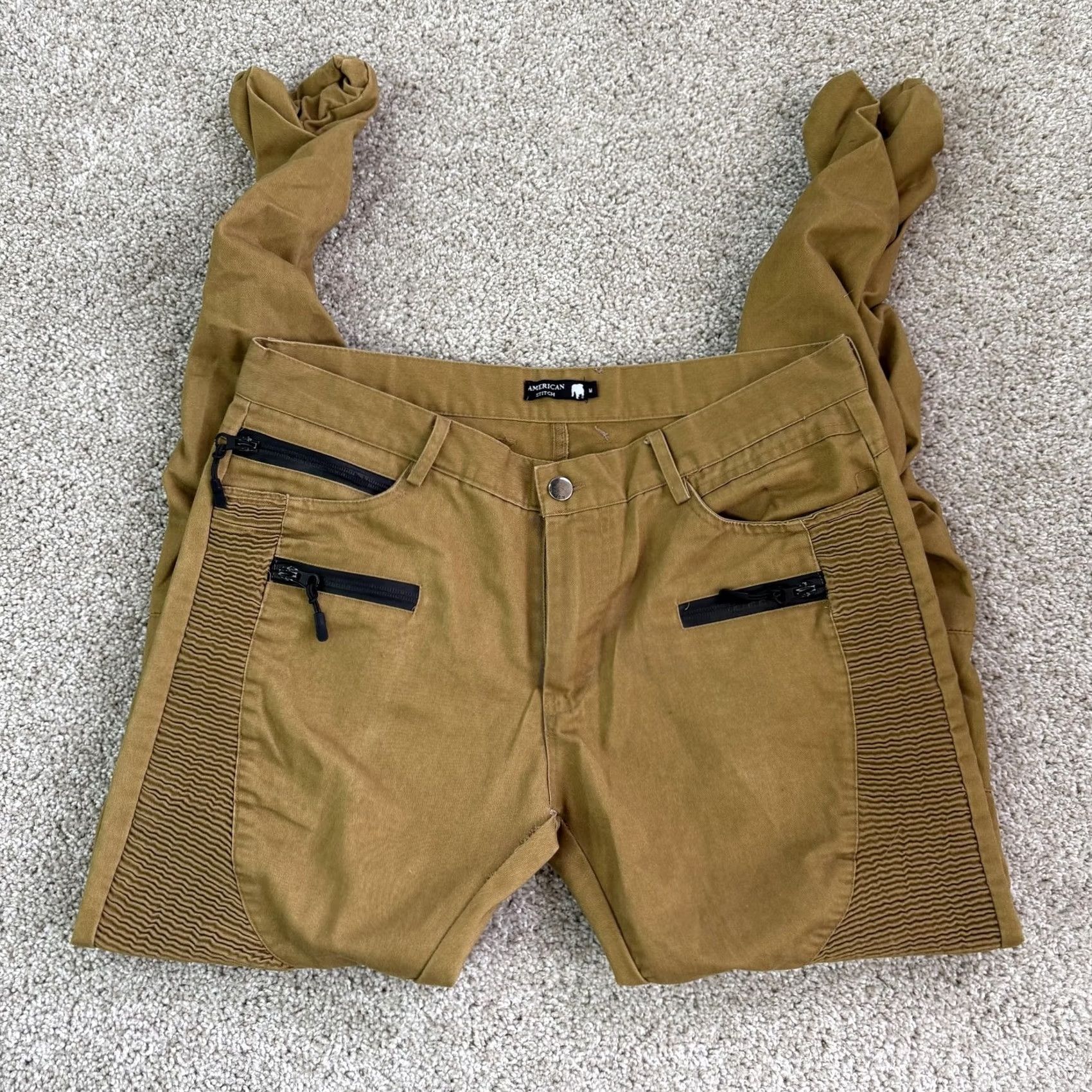 Vintage VINTAGE American Stitch Jogger Pants Mens M Brown Moto Zipper Pockets Size US 31 - 2 Thumbnail