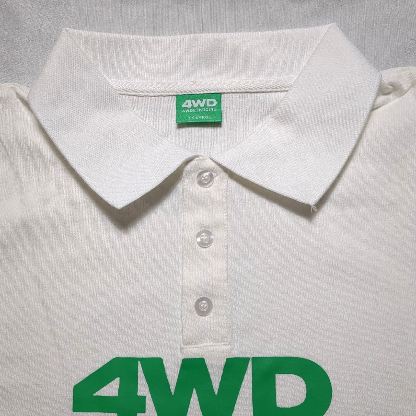 Vintage 4WD 4WorthDoing Polo Shirt Mens 2XL White Green Graphic Print Mirrored Logo Short Sleeve Casual Polo Shirt Size US XXL / EU 58 / 5 - 3 Thumbnail