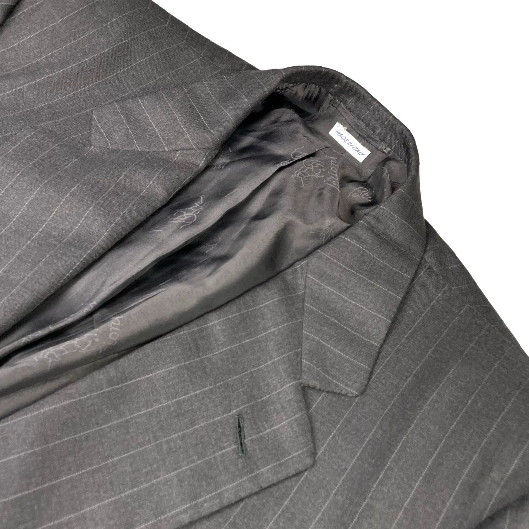 Brioni VINTAGE Brioni Palatino 100% Wool 2-Button Blazer Gray Stripe Italy 46L US Men Blazer, Single-Breasted, Notch Lapel, 2-Button Closure, Regular Fit Size 46R - 2 Thumbnail