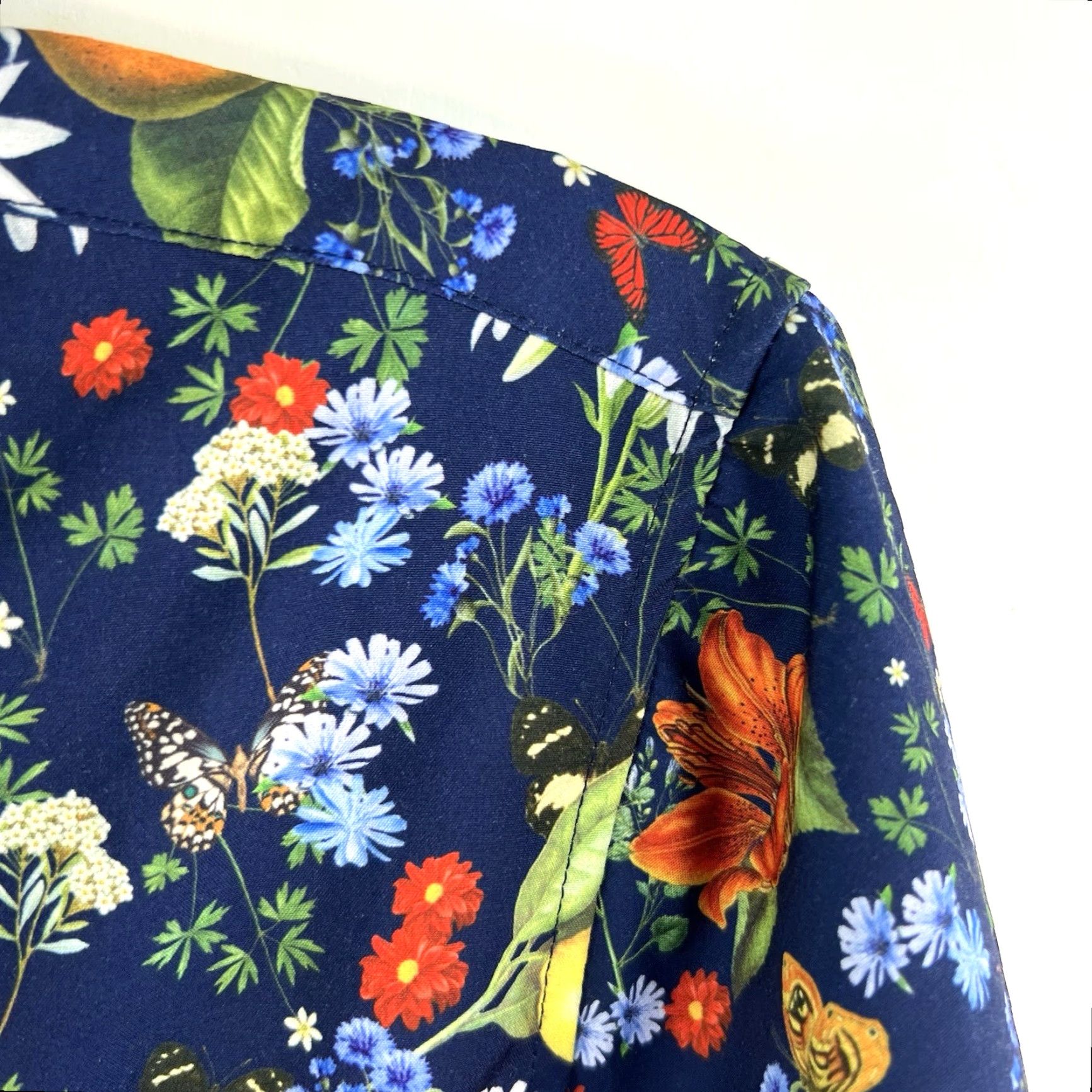 Vintage Fried Denim Button-Down Mens Floral Blue 2016 Collection S Size Button-Up Slimming Casual Shirt Size US S / EU 44-46 / 1 - 2 Thumbnail