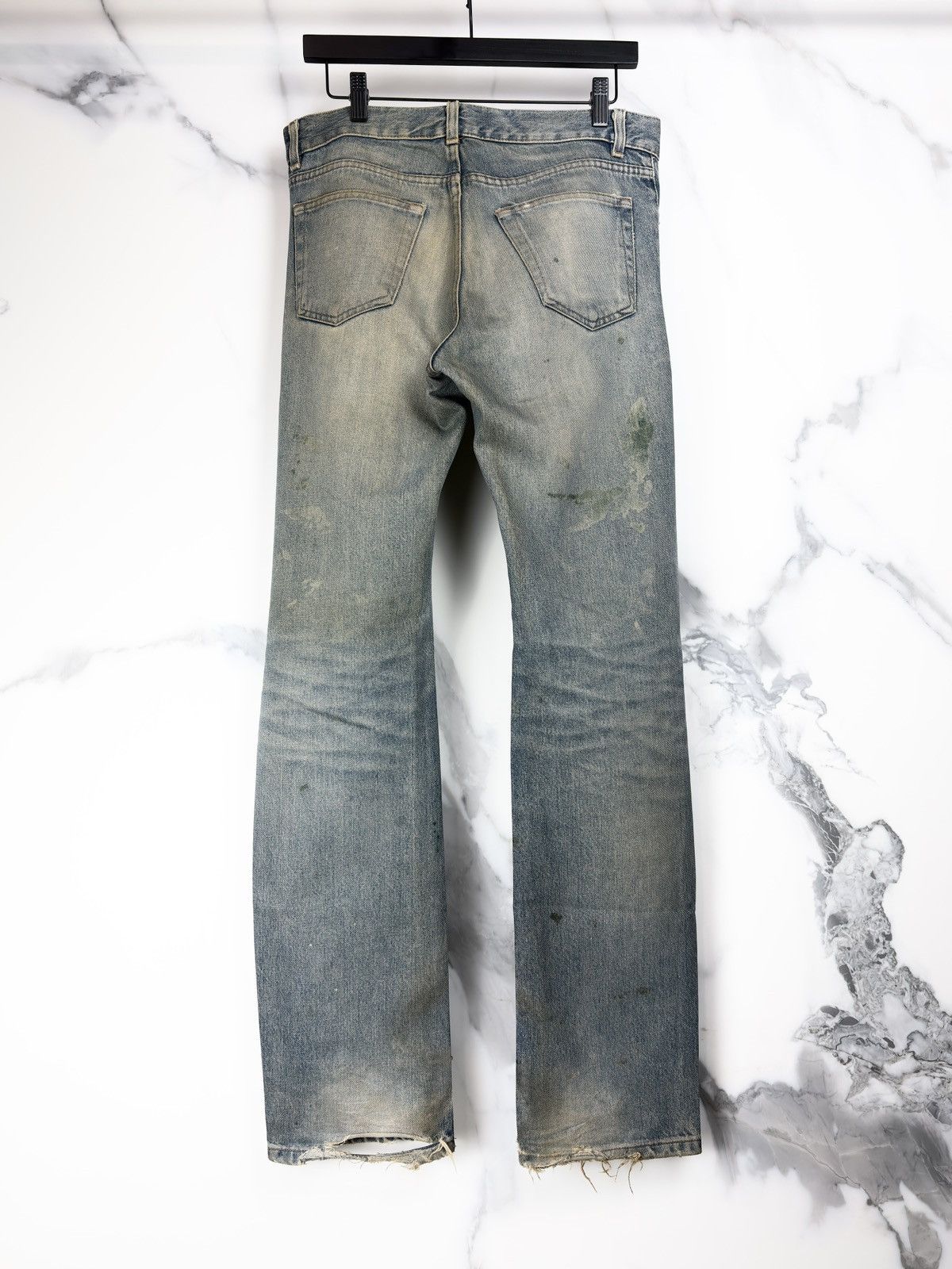 Helmut Lang AW99 Helmut Lang Thrashed Green Painter Denim Jeans Size US 32 / EU 48 - 2 Thumbnail