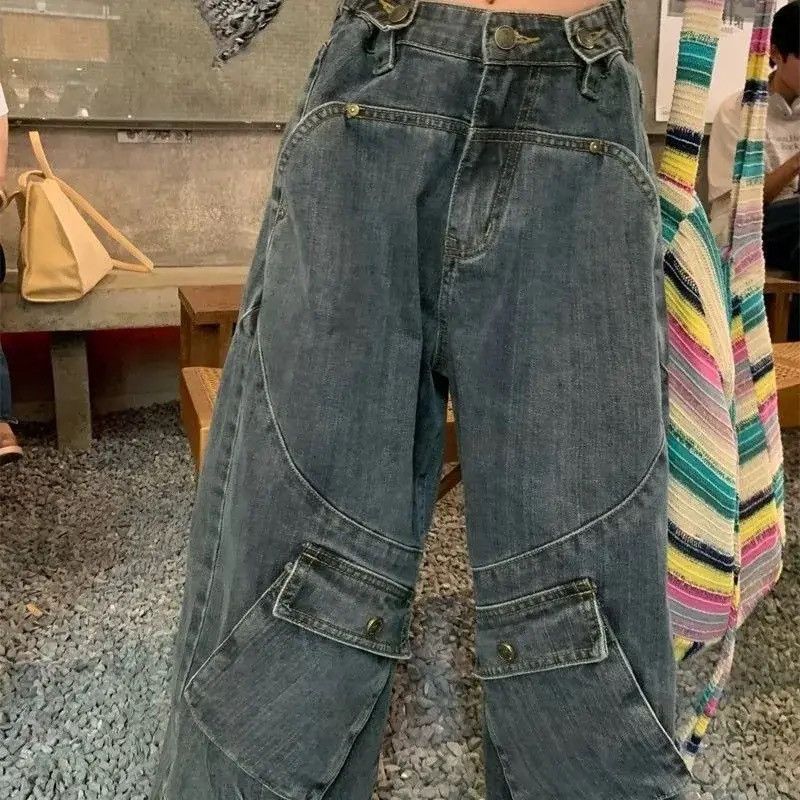 Japanese Brand × Vintage Vintage Cargo Jeans Women Oversize Y2K Grunge Baggy Denim Size 31" - 3 Thumbnail