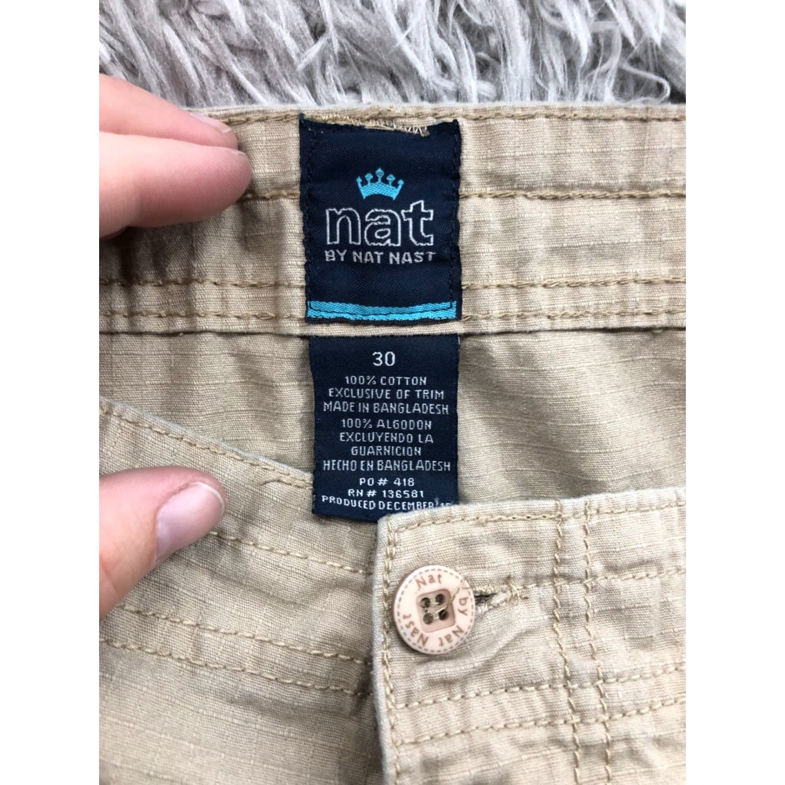 Nat Nast Nat Nast Cargo Shorts Mens 30 Beige Mid Rise 5-Pocket Denim-Style Cotton Blend Size US 30 / EU 46 - 7 Thumbnail