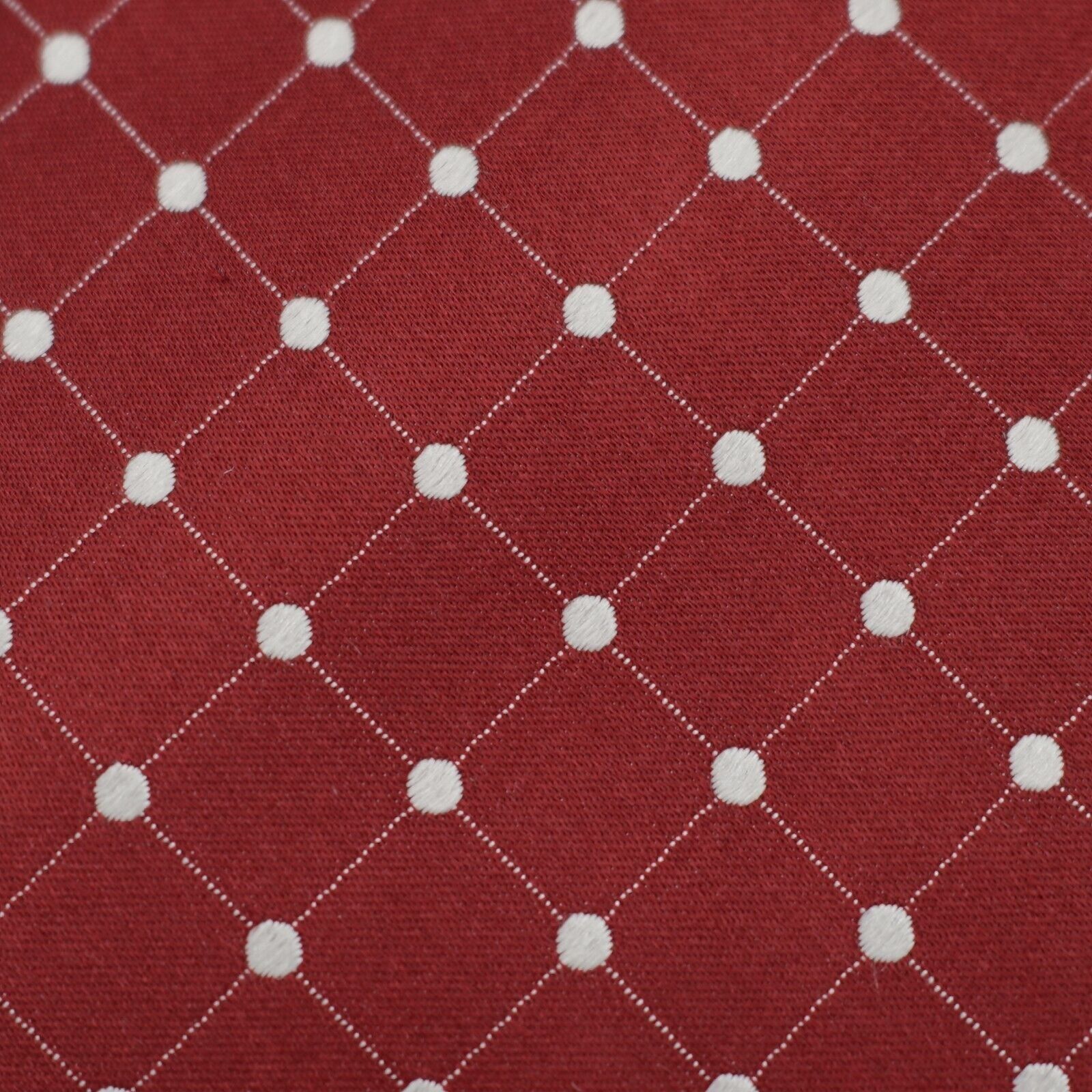 Vintage Geoffrey Beene Red Woven Polka Dot Check Silk Tie Size ONE SIZE - 2 Thumbnail