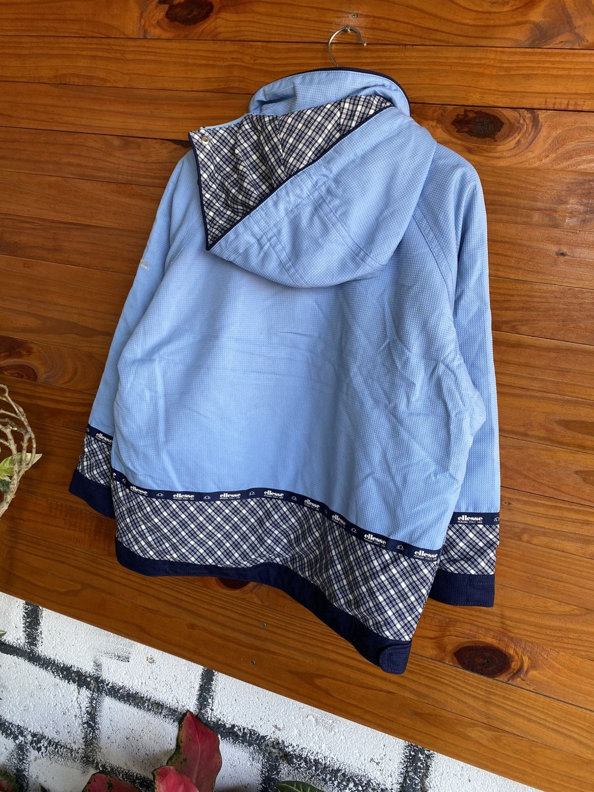 Ellesse × Goldwin Vintage Ellesse Half Zip Hooded Jacket Light Blue Plaid Size US M / EU 48-50 / 2 - 15 Thumbnail