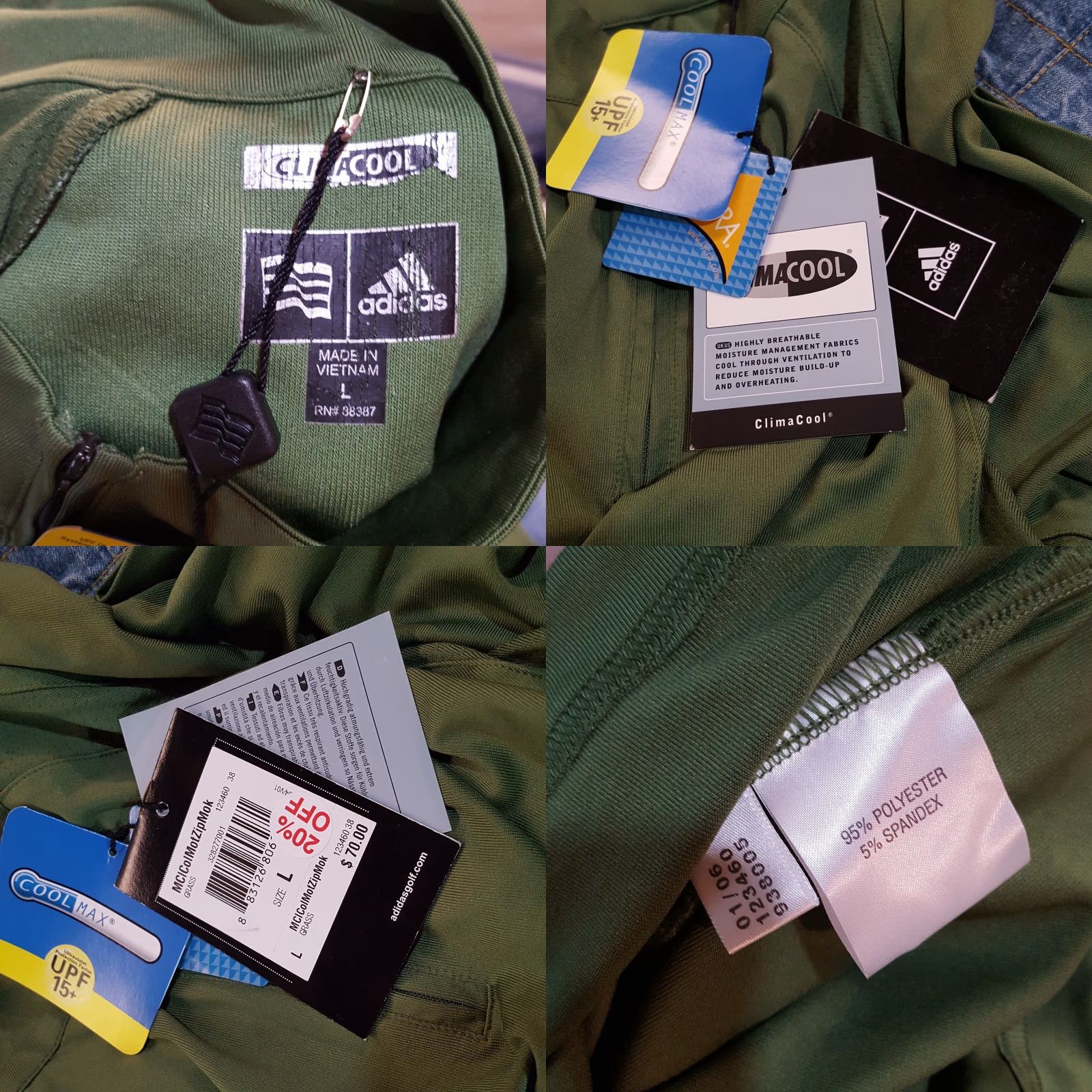 Adidas VINTAGE adidas ClimaCool Green Athletic Golf Polo Shirt Large Zip Short Sleeve Mens 90s Classic Size US L / EU 52-54 / 3 - 8 Thumbnail