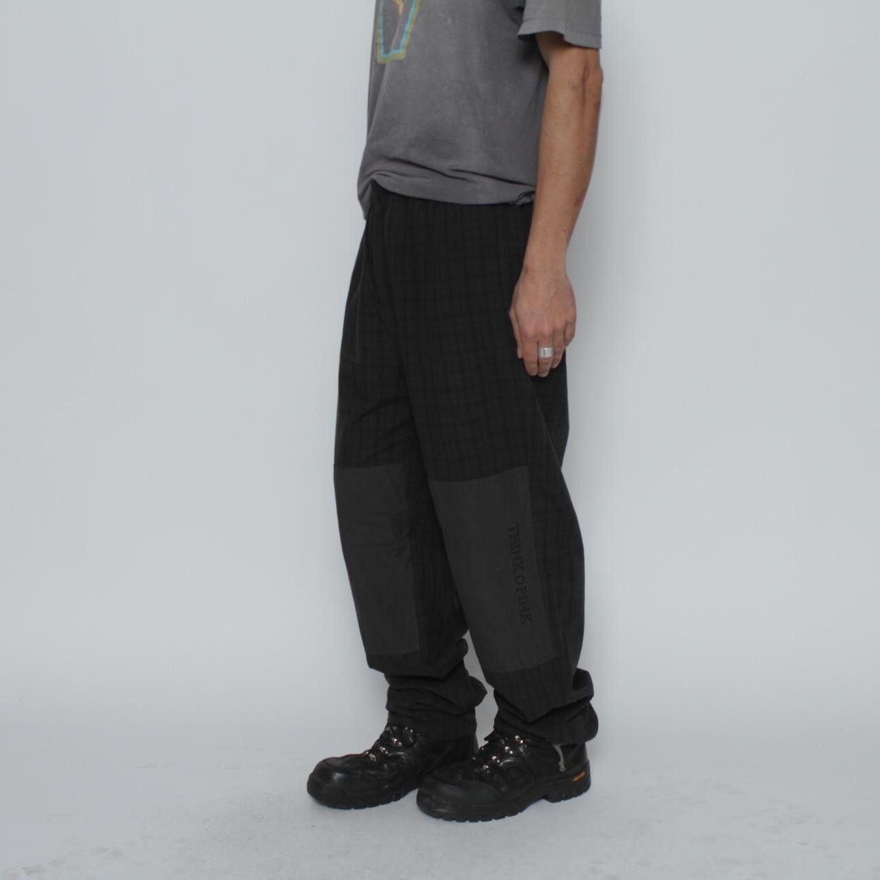 Vintage BLACK PLAID LIGHTWEIGHT DOOUBLE KNEE PANTS BY THINK PINK Size US 34 / EU 50 - 1 Thumbnail