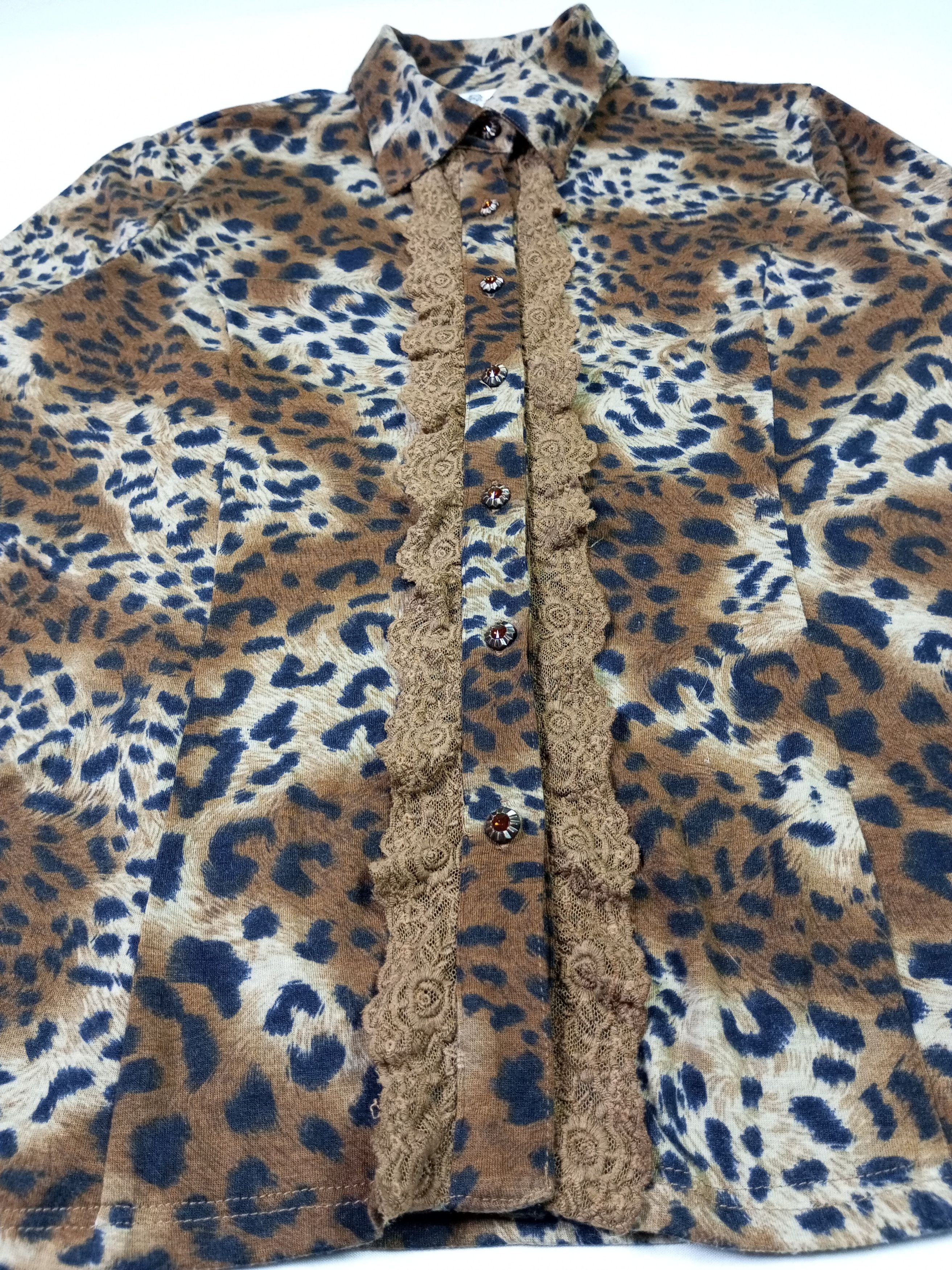 Designer × Japanese Brand Vintage leopard print button up blouses Size M / US 6-8 / IT 42-44 - 4 Thumbnail