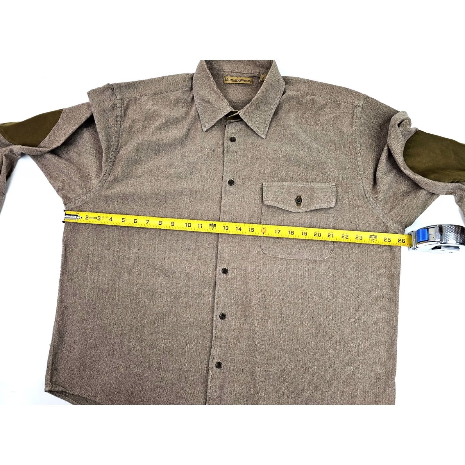 Original Penguin VINTAGE Original Penguin Munsingwear Penguin Cotton Weave Elbow Patch Shirt Men XL Tan Brown Taupe Cotton Size US XL / EU 56 / 4 - 5 Thumbnail