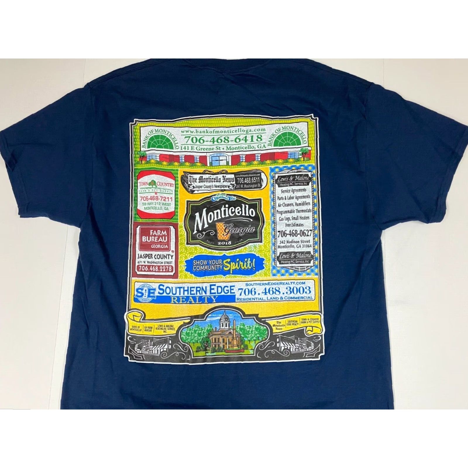 Hanes Hanes Monticello Southern Edge T-Shirt Crew Neck XL Blue Cotton Spandex Logo Short Sleeve Mens Size US XL / EU 56 / 4 - 6 Thumbnail