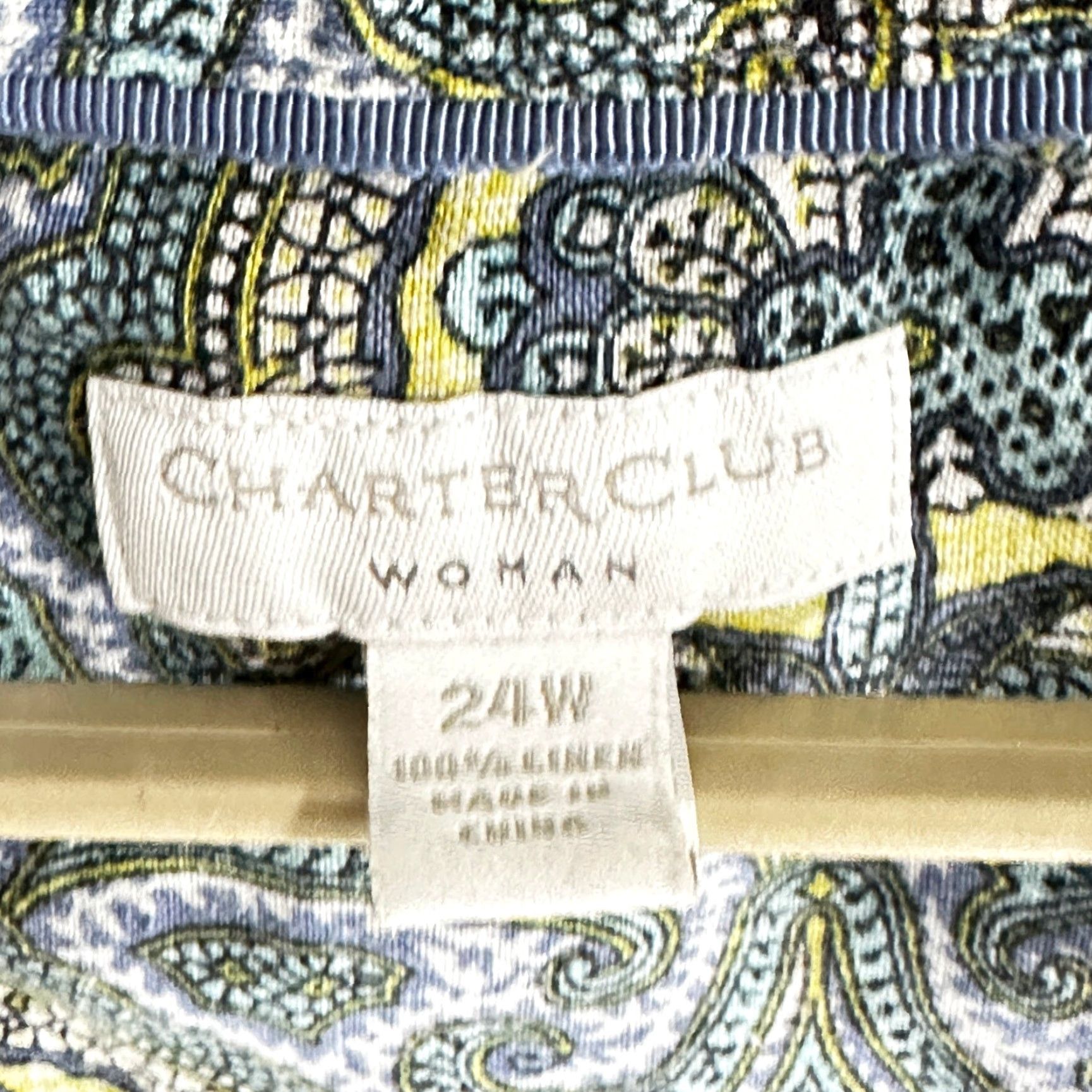 Charter Club Charter Club Blouse 24W Plus Hallmark Bohemian Paisley Linen Tunic Long Sleeve Womens Casual Colorful 90s Style Size 4XL / US 24-26 - 5 Thumbnail