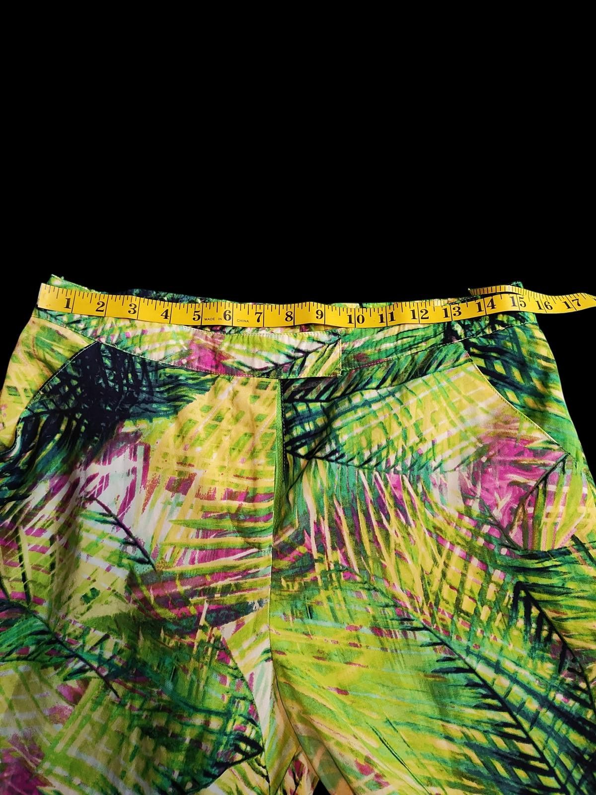 XOXO XOXO Women's Wide Leg Tropical Print Pants Size 36" / US 14 / IT 50 - 7 Thumbnail