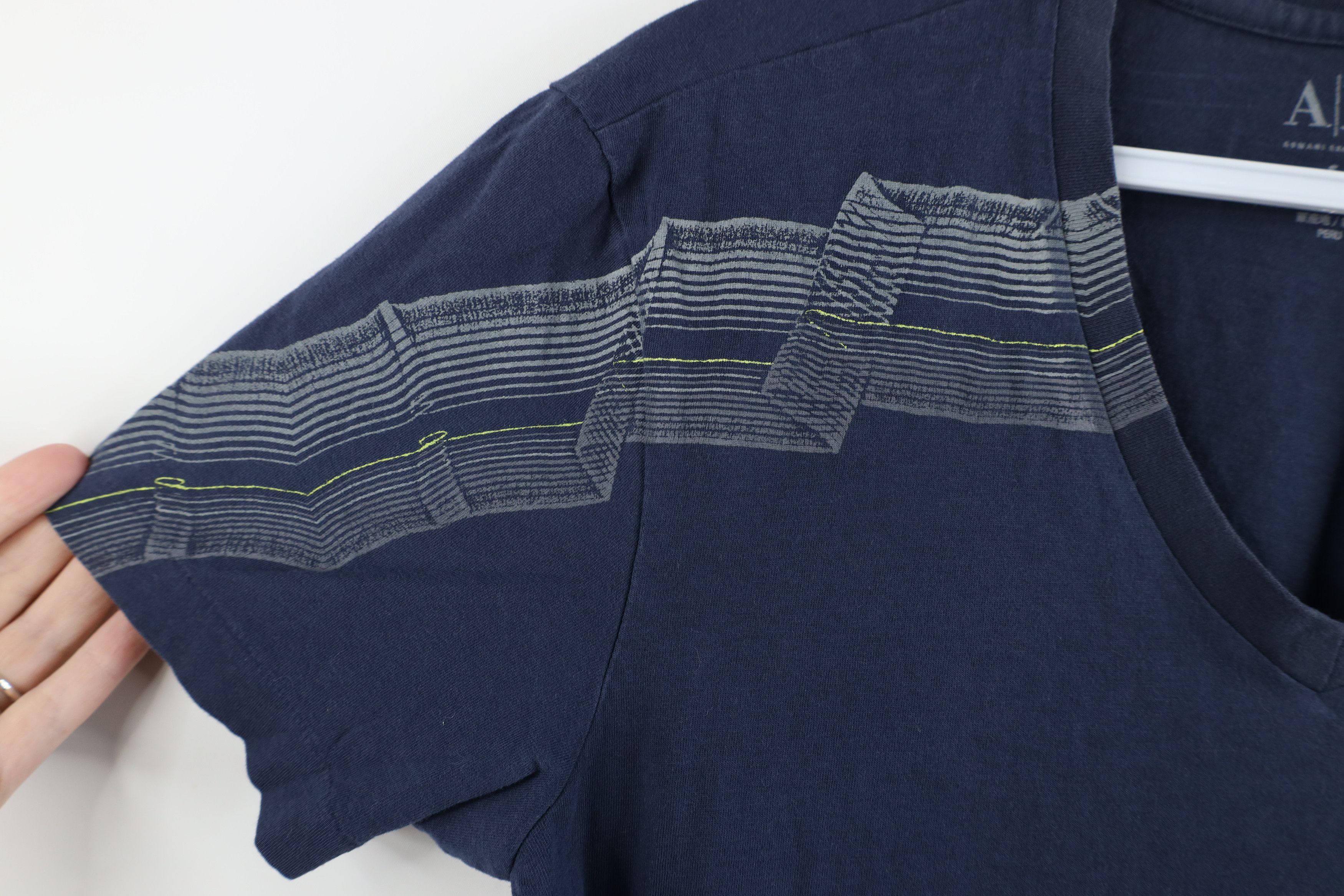 Armani Exchange × Vintage Armani Exchange Spell Ribbon Tape Short Sleeve T-Shirt Blue Size US S / EU 44-46 / 1 - 6 Thumbnail