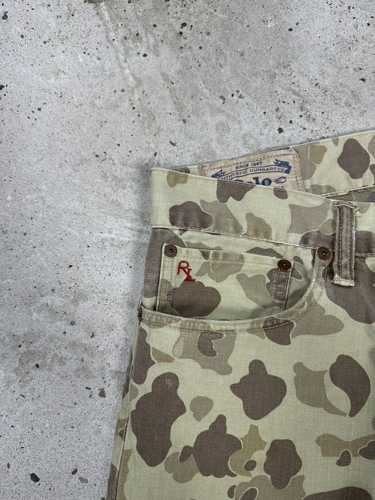 Polo Ralph Lauren Vintage Y2K Polo Ralph Lauren Beige Camo Denim Pants Jeans Size US 35 - 7 Thumbnail