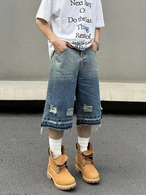 Jean Ichiko x Ezawa Distressed Baggy Denim Shorts, Ripped Shorts Size US 30 / EU 46 - 3 Thumbnail