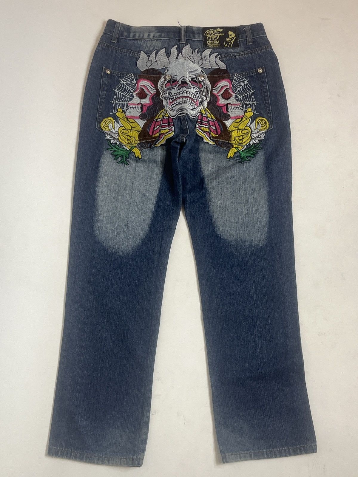 Christian Audigier × Ed Hardy × True Religion Christian Audigier Triple Skull Denim Size US 32 / EU 48 - 2 Thumbnail