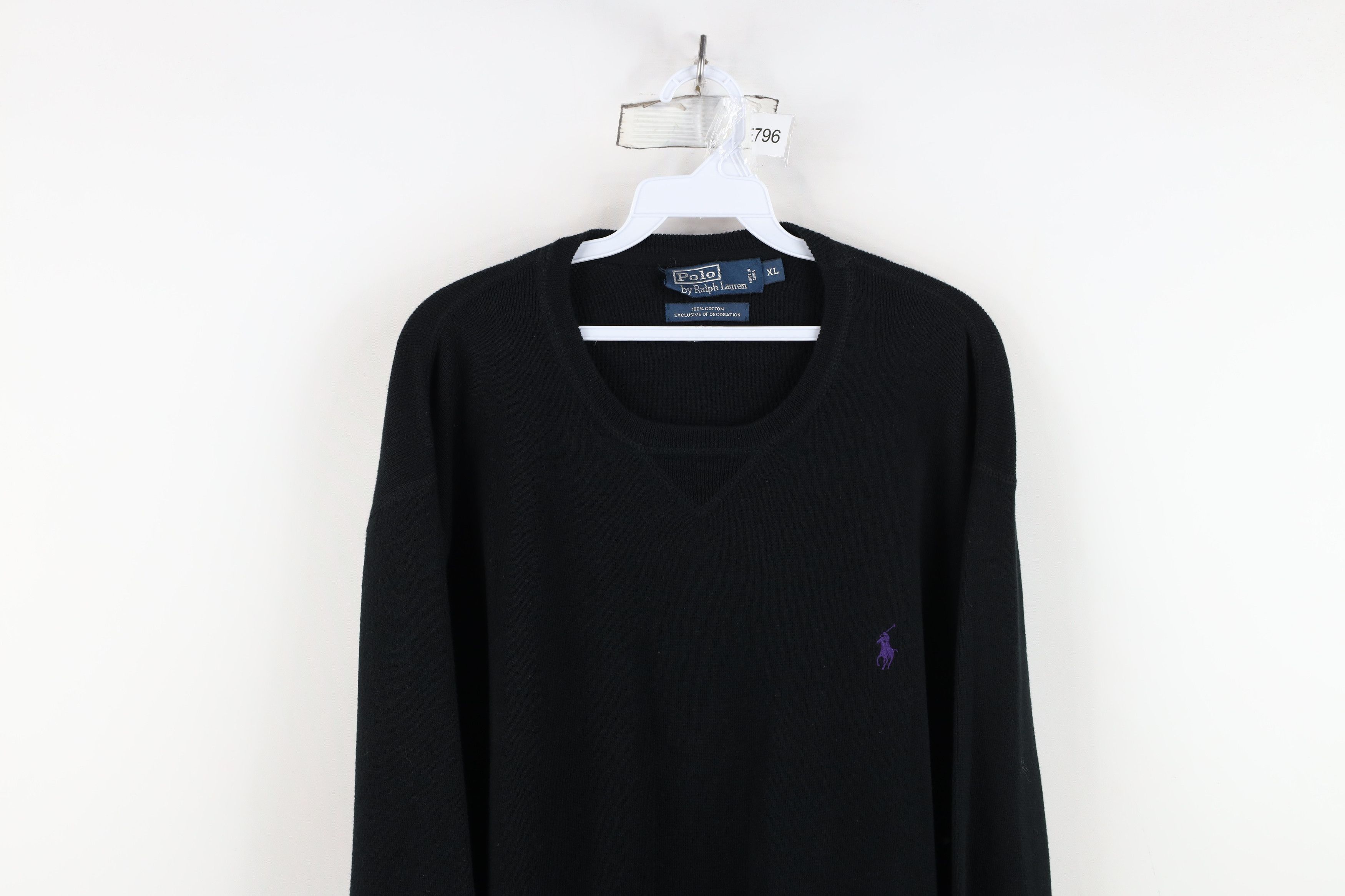Polo Ralph Lauren Vintage 90s Ralph Lauren Ribbed Knit Crewneck Sweater Black Size US XL / EU 56 / 4 - 2 Thumbnail