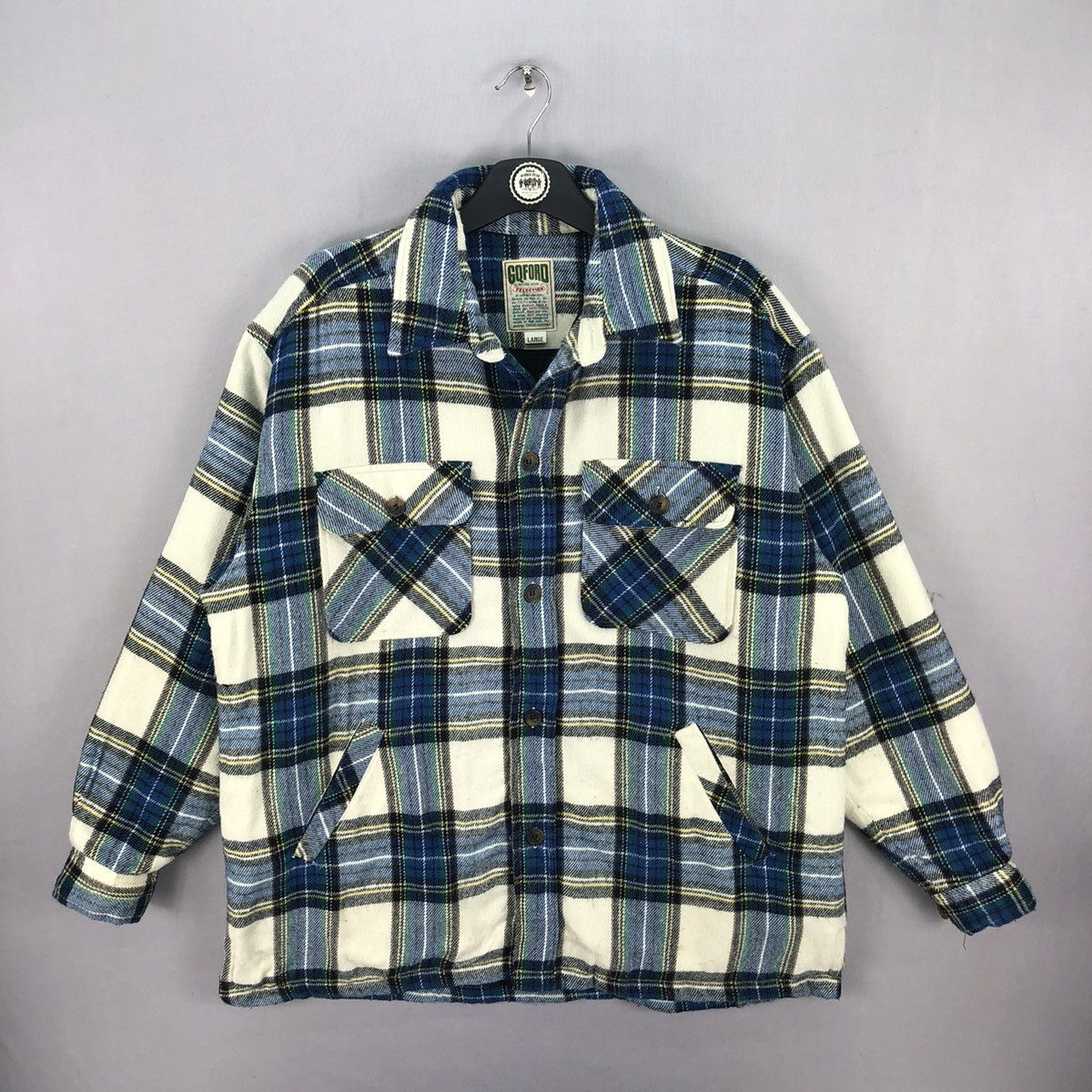 Japanese Brand Vintage 90's Flannel Jacket Tartan Check by GQFORD Size US XL / EU 56 / 4 - 1 Thumbnail