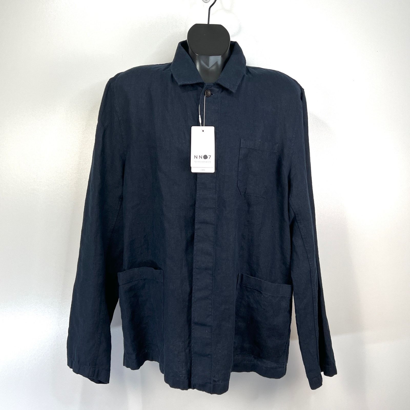 NN07 NN07 No Nationality Oscar Linen Shirt Jacket Navy Size US XL / EU 56 / 4 - 2 Thumbnail