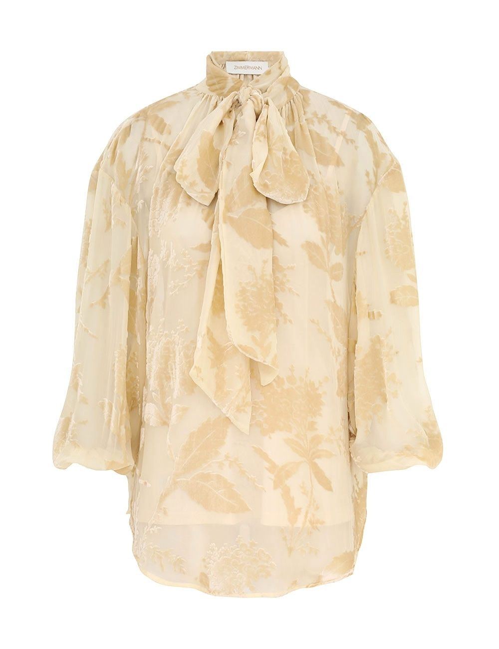 Zimmermann oc11z1025 Burnout Blouse in Cream Size L / US 10 / IT 46 - 1 Thumbnail