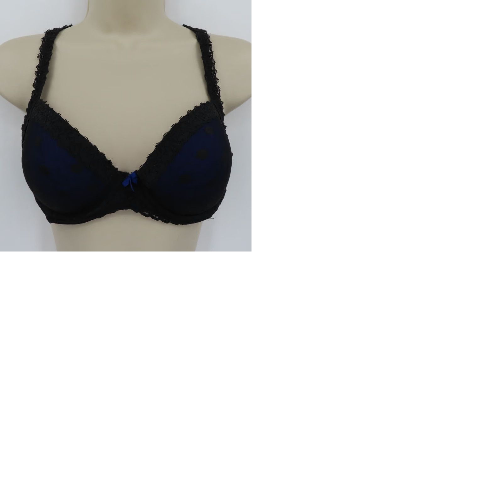Victoria's Secret PINK Victoria's Secret Bra Demi Underwired Lace Wing 34C Black Polka Dot Dotted Wired Adjustable Straps 34 Cup C Women) Size ONE SIZE - 10 Thumbnail