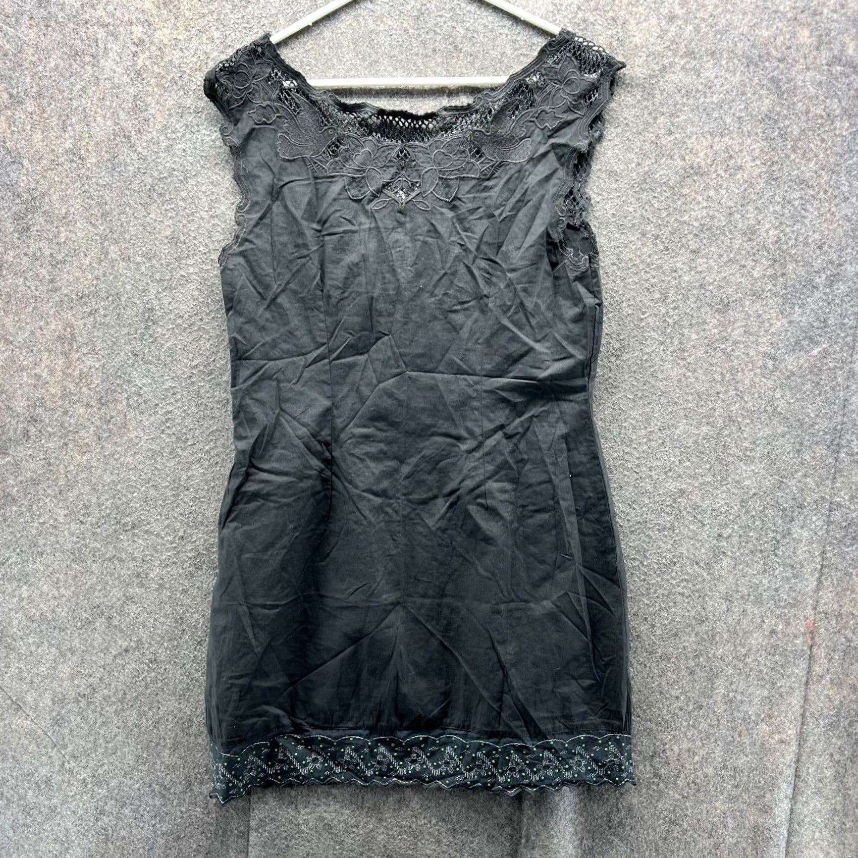 Free People Free People Mini Dress Womens Small Gray Sleeveless Crochet Cotton Floral Dress Size S Gray Vintage No N/A Size S / US 4 / IT 40 - 2 Thumbnail