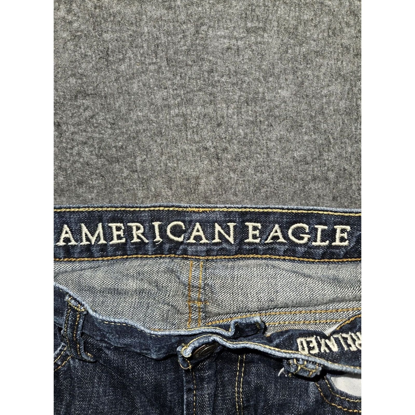 American Eagle Outfitters American Eagle Outfitters Jeans Mens 33x34 Relaxed Straight Denim Dark Wash Blue Size US 33 - 2 Thumbnail