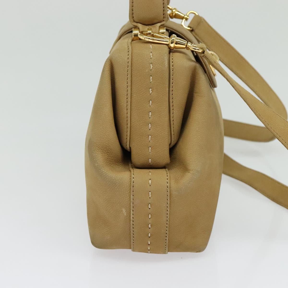 Celine CELINE Hand Bag Leather Beige Gold Size ONE SIZE - 4 Thumbnail